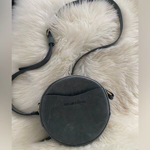 Portland Leather Charcoal Round Crossbody Bag